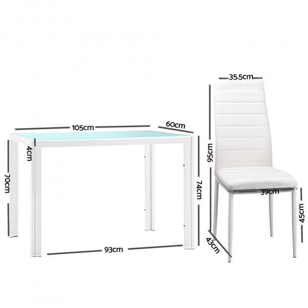 5 Piece Dining Table Chair Set - White Image 1