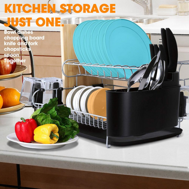 Stainless Steel Kitchen Dish Rack Dishrack Cup Drainer Plate Tray Image 3