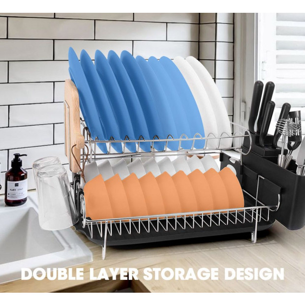 Stainless Steel Kitchen Dish Rack Dishrack Cup Drainer Plate Tray Image 4