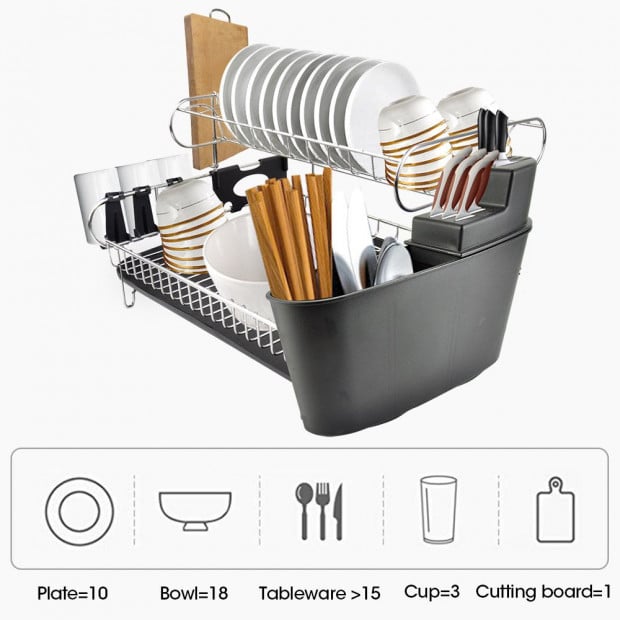 Stainless Steel Kitchen Dish Rack Dishrack Cup Drainer Plate Tray Image 9
