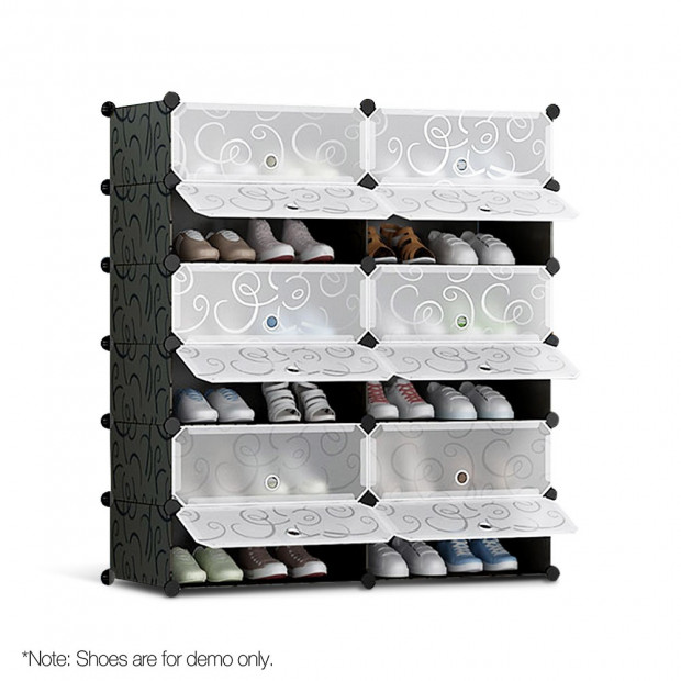 12 Shoe Stackable Compartments - Black & White