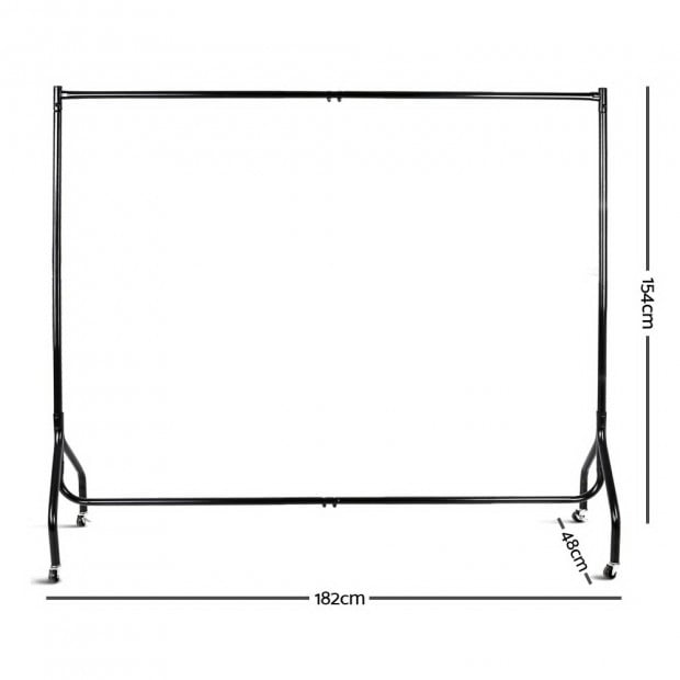 6FT Metal Garment Display Rail - Black Image 2