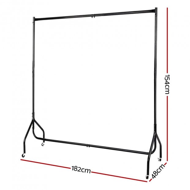 Set of 2 Clothes Racks Metal Garment Rolling Stand Shelf Portable Image 2