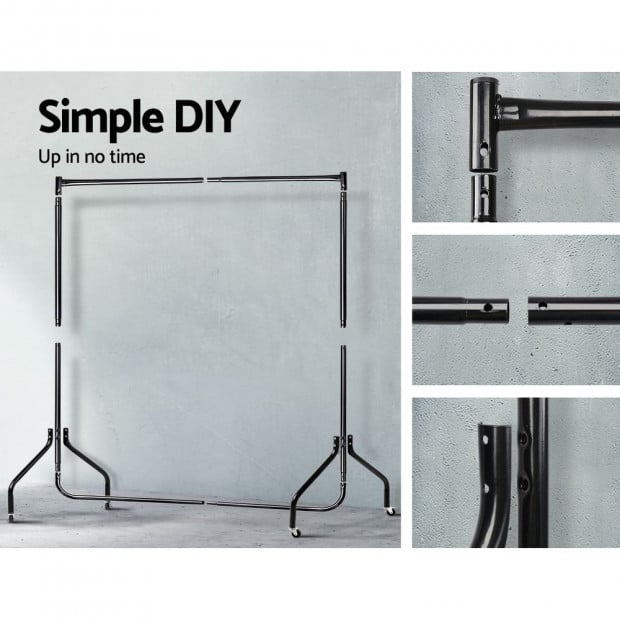 Set of 2 Clothes Racks Metal Garment Rolling Stand Shelf Portable Image 6