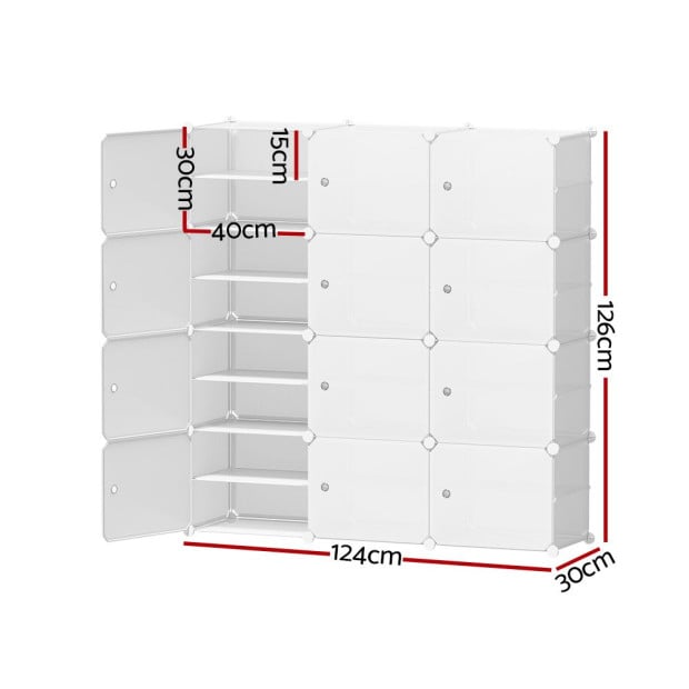 Shoe Box Cabinet White Storage Cube Portable Organiser Stand Image 2