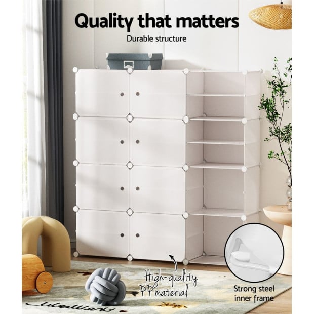 Shoe Box Cabinet White Storage Cube Portable Organiser Stand Image 4