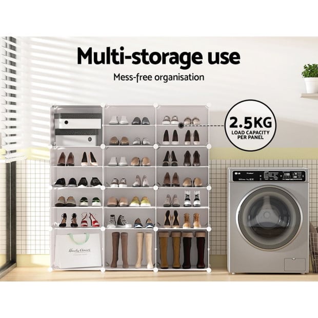 Shoe Box Cabinet White Storage Cube Portable Organiser Stand Image 5