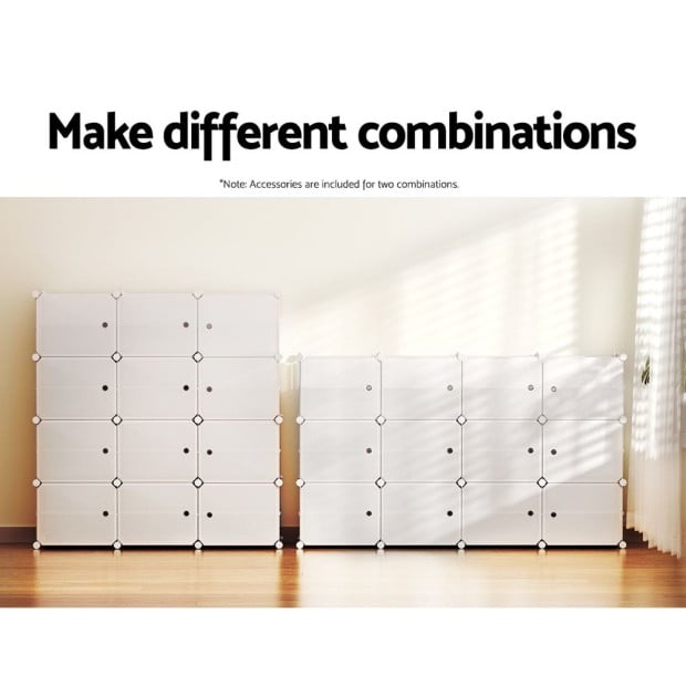Shoe Box Cabinet White Storage Cube Portable Organiser Stand Image 7