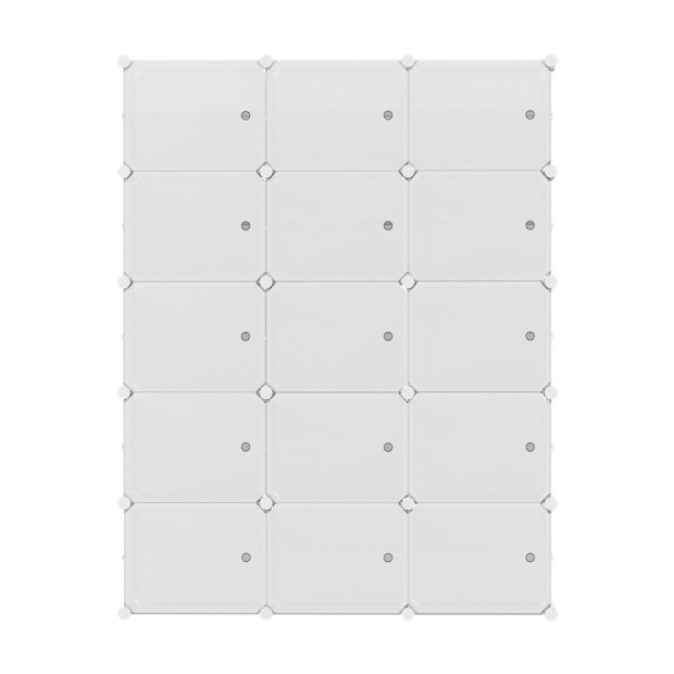 Shoe Cabinet Shoe Box White 15 Cube Portable Organiser Storage Stand Image 3