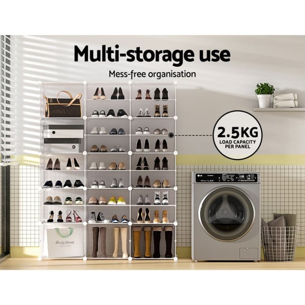 Shoe Cabinet Shoe Box White 15 Cube Portable Organiser Storage Stand Image 6