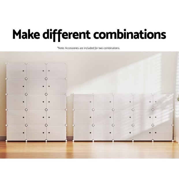 Shoe Cabinet Shoe Box White 15 Cube Portable Organiser Storage Stand Image 8