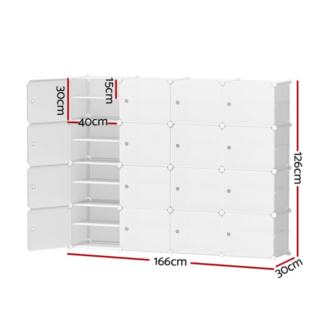 Shoe Cabinet Box White Storage 16 Cube Portable Organiser Stand Image 4
