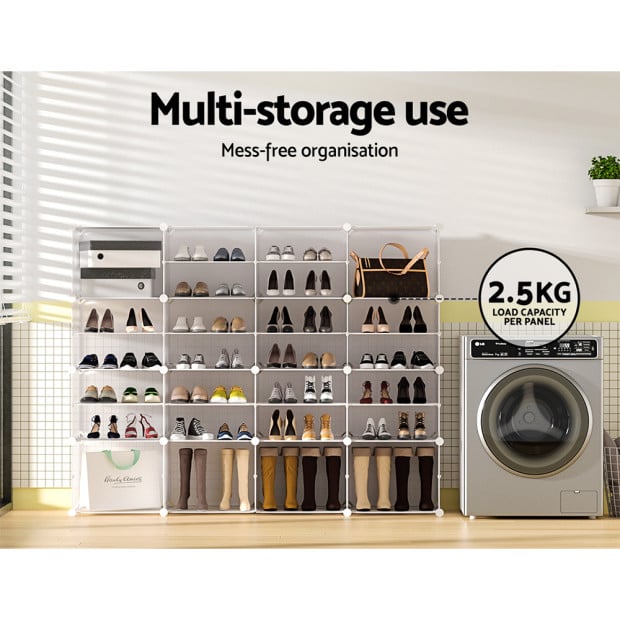Shoe Cabinet Box White Storage 16 Cube Portable Organiser Stand Image 8