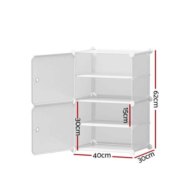 Shoe Cabinet Shoe Box White Storage 2 Cube Portable Organiser Stand Image 2