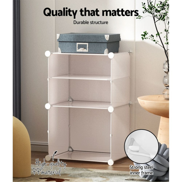 Shoe Cabinet Shoe Box White Storage 2 Cube Portable Organiser Stand Image 5