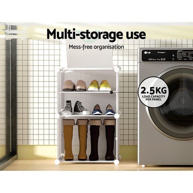 Shoe Cabinet Shoe Box White Storage 2 Cube Portable Organiser Stand Image 6