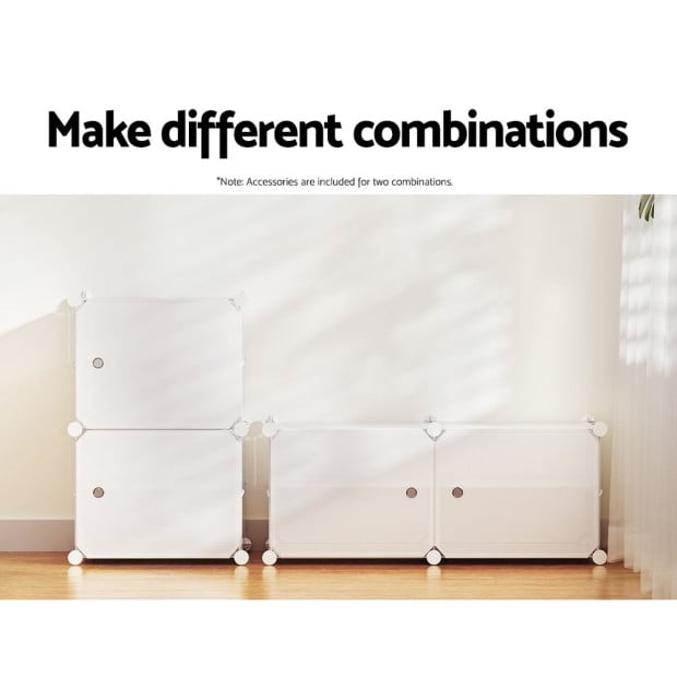 Shoe Cabinet Shoe Box White Storage 2 Cube Portable Organiser Stand Image 8
