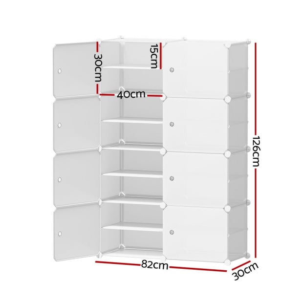 Shoe Cabinet Storage 8 Cube Shoe Box White Portable Organiser Stand Image 2