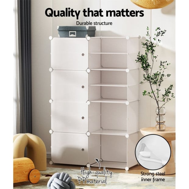 Shoe Cabinet Storage 8 Cube Shoe Box White Portable Organiser Stand Image 5
