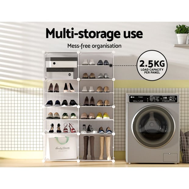 Shoe Cabinet Storage 8 Cube Shoe Box White Portable Organiser Stand Image 6