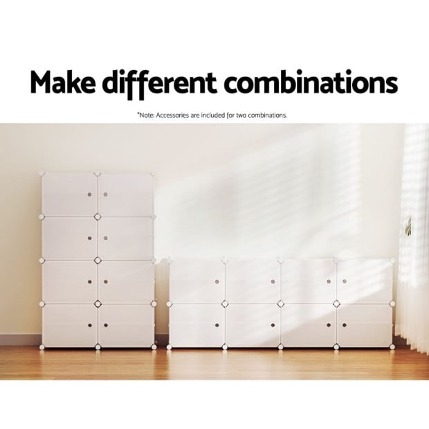 Shoe Cabinet Storage 8 Cube Shoe Box White Portable Organiser Stand Image 8