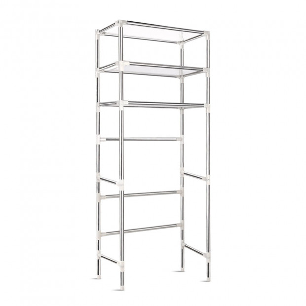 Large 3 Tier Laundry Storage Rack - Silver Image 1