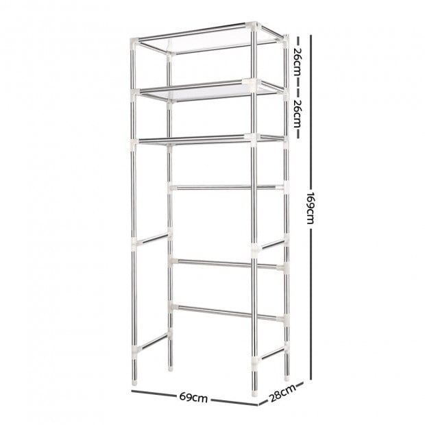 Large 3 Tier Laundry Storage Rack - Silver Image 1