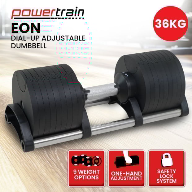 Powertrain Eon 36kg Dial-Up Adjustable Dumbbell Home Gym Weights Image 11