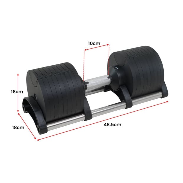 Powertrain 2x 36kg Eon Dial-Up Adjustable Dumbbell Set with Stand Image 4