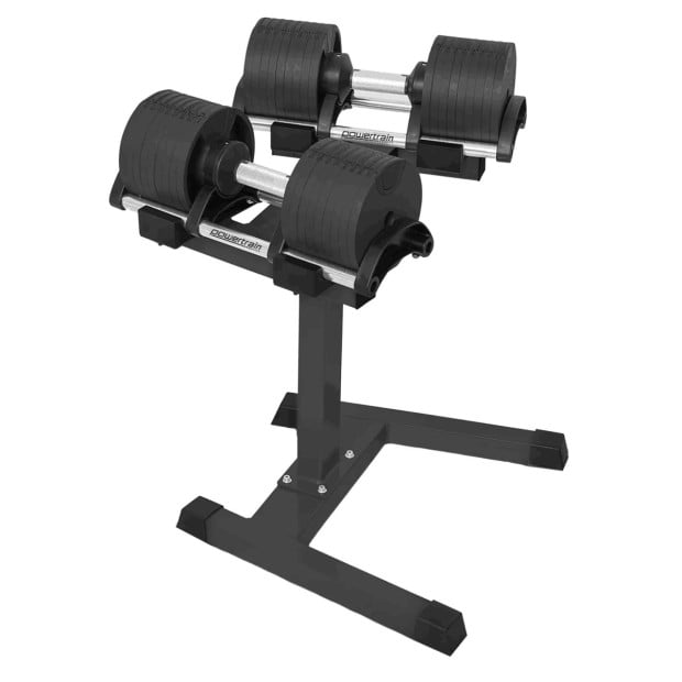 Powertrain 2x 36kg Eon Dial-Up Adjustable Dumbbell Set with Stand Image 2