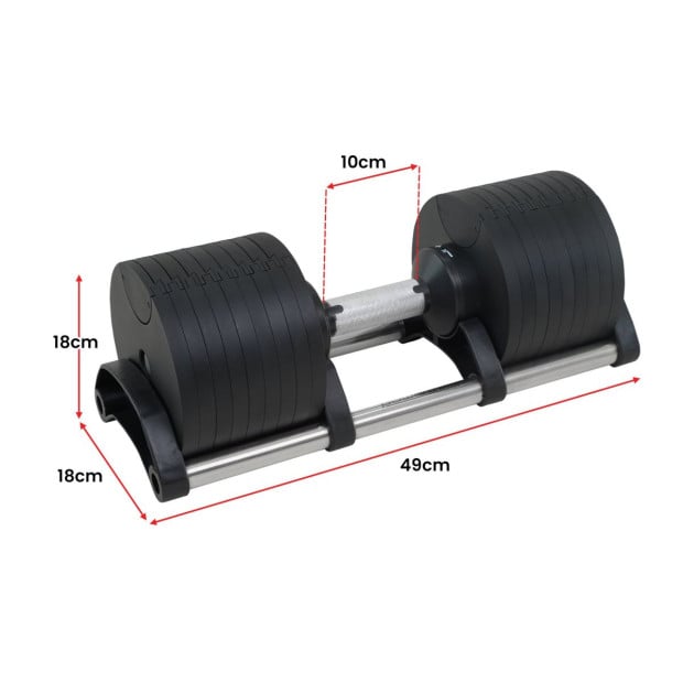 Powertrain 2x 36kg Eon Dial-Up Adjustable Dumbbell Set with Stand Image 5