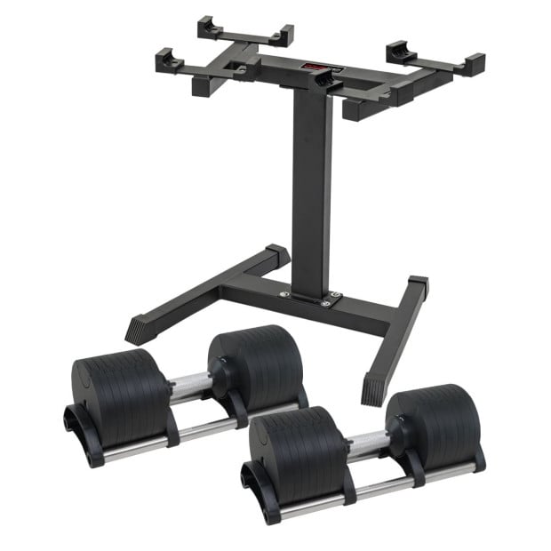 Powertrain 2x 36kg Eon Dial-Up Adjustable Dumbbell Set with Stand Image 5