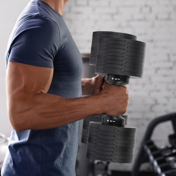 Powertrain Eon 2 x 36kg Dial-Up Adjustable Dumbbell Home Gym Weights Image 9