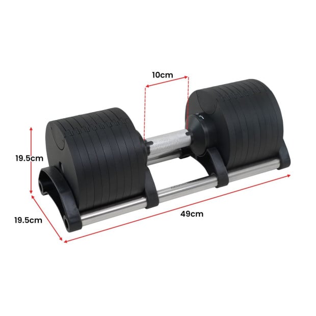 Powertrain Eon 45kg Adjustable Dumbbell Home Gym 9 Strength Training Safety Lock System For Building & Fitness Workouts Image 4