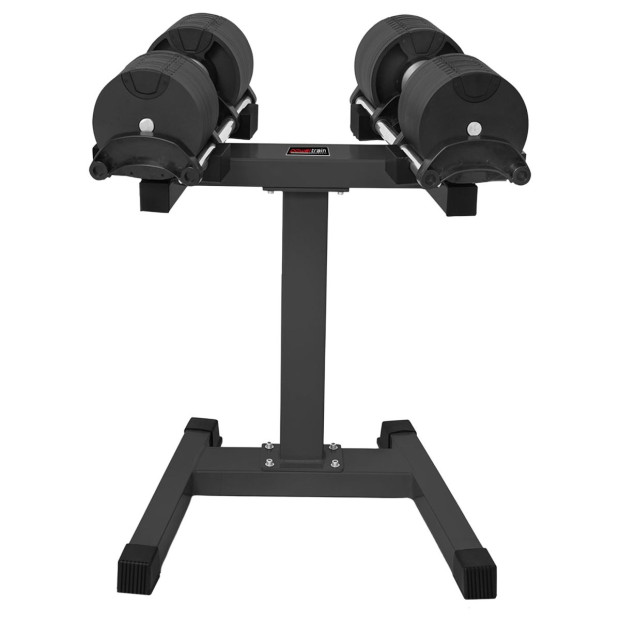 Powertrain Eon 2 x 45kg Adjustable Dumbbells w/ Stand Heavy-Duty Storage Rack Home Gym 9 Strength Training Equipment Image 2