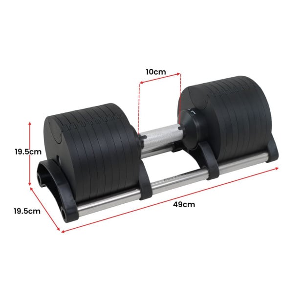 Powertrain Eon 2 x 45kg Adjustable Dumbbells Home Gym 9 Strength Training Safety Lock System Building & Fitness Workouts Image 4
