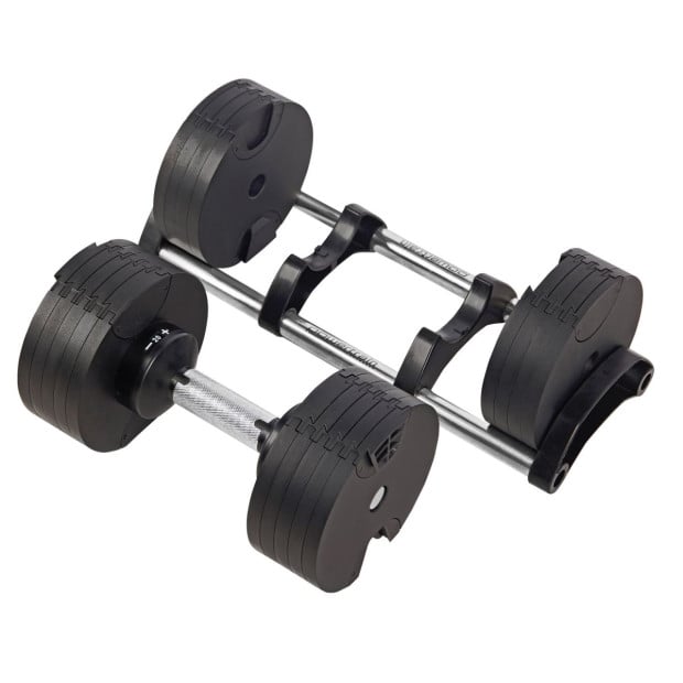 Powertrain Eon 2 x 45kg Adjustable Dumbbells Home Gym 9 Strength Training Safety Lock System Building & Fitness Workouts Image 5