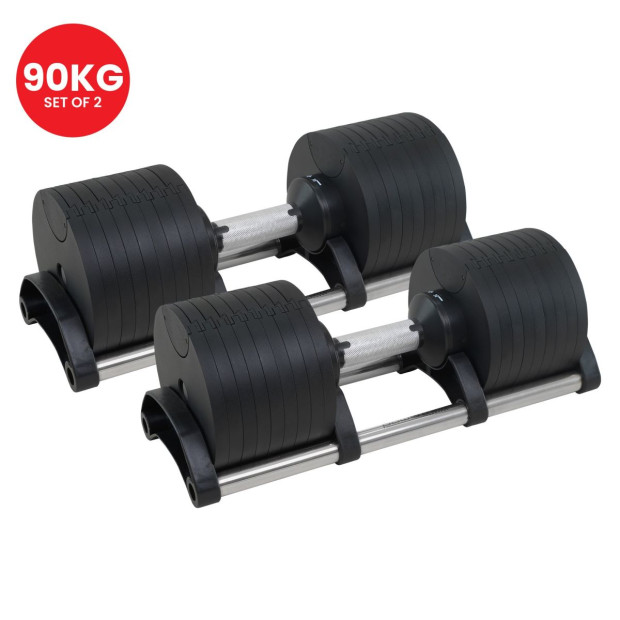 Powertrain Eon 2 x 45kg Adjustable Dumbbells Home Gym 9 Strength Training Safety Lock System Building & Fitness Workouts Image 6