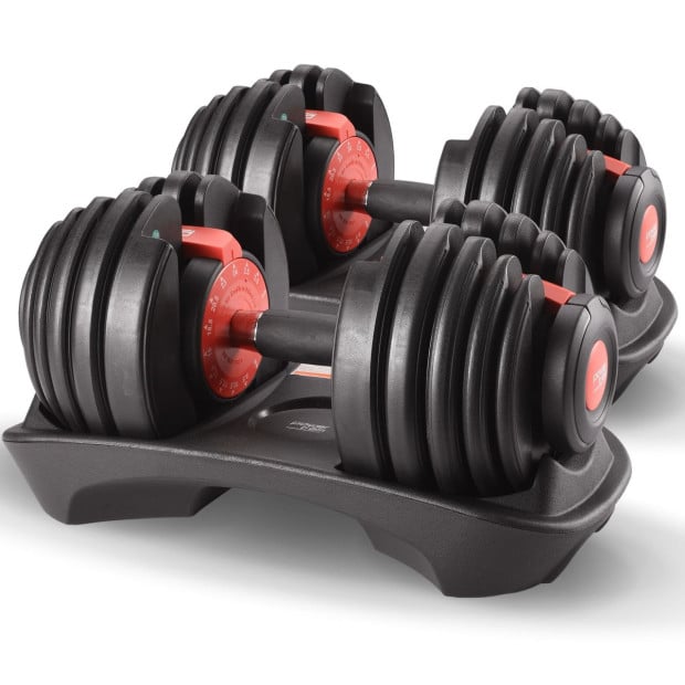 Powertrain 48kg Adjustable Dumbbells 15-in-1 Home Gym Weights  Red Image 2