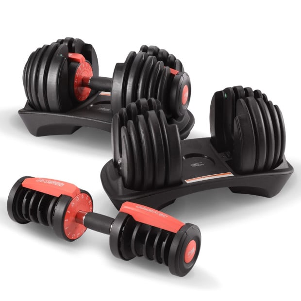 Powertrain 48kg Adjustable Dumbbells 15-in-1 Home Gym Weights  Red Image 9