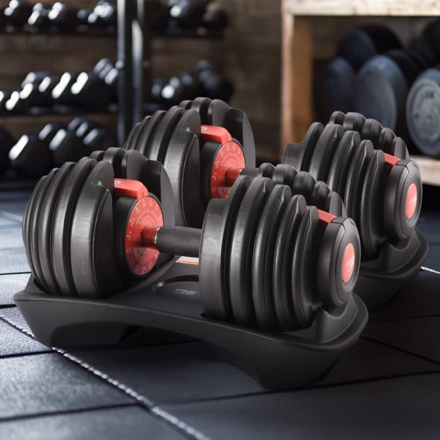 Powertrain 48kg Adjustable Dumbbells 15-in-1 Home Gym Weights  Red Image 12