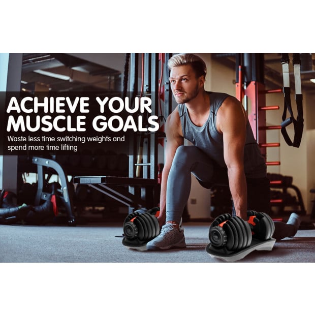 Powertrain 24kg Adjustable Dumbbell Home Gym Weights Image 11