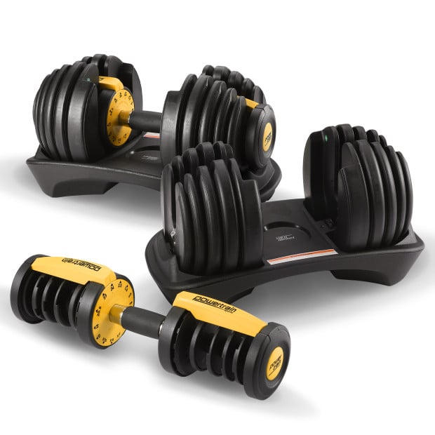 Powertrain 48kg Gen3 Adjustable Dumbbells Set Home Gym Weights Gold  Image 11