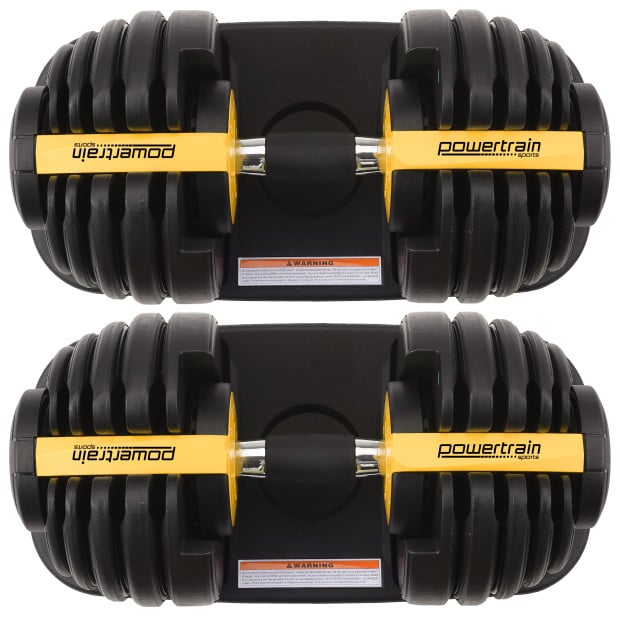 Powertrain 48kg Gen3 Adjustable Dumbbells Set Home Gym Weights Gold  Image 13