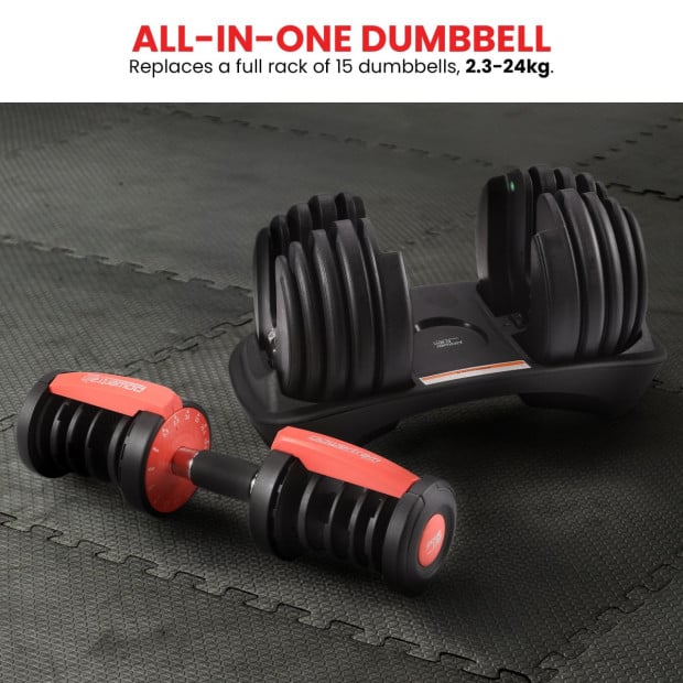 Powertrain 48kg Adjustable Dumbbells with Dumbbell Stand  Red Image 7
