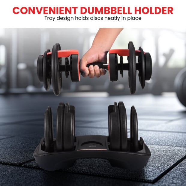 Powertrain 48kg Adjustable Dumbbells with Dumbbell Stand  Red Image 8
