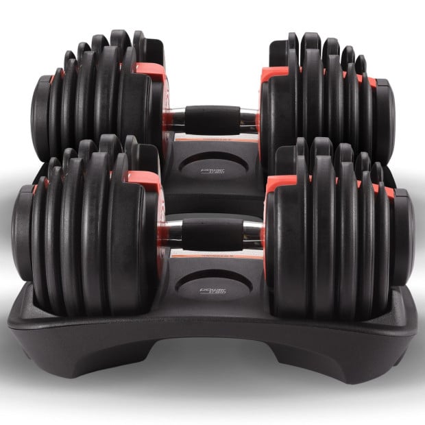 Powertrain 48kg Adjustable Dumbbells with Dumbbell Stand  Red Image 10