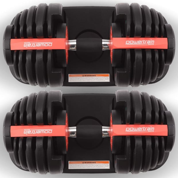 Powertrain 48kg Adjustable Dumbbells with Dumbbell Stand  Red Image 13