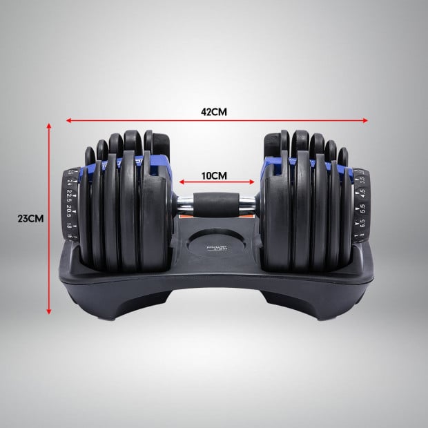Powertrain 2x 24kg Blue Home Gym Adjustable Dumbbells Weights Image 9
