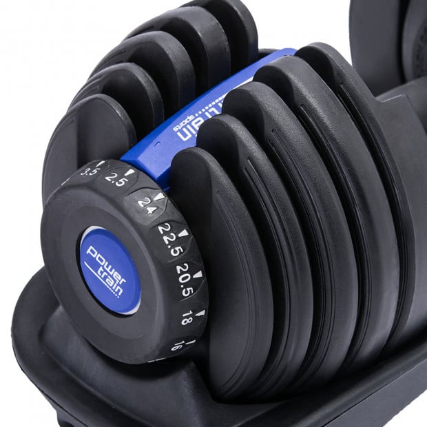 Powertrain 24kg Blue Adjustable Dumbbell Home Gym Weights Image 2
